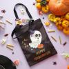 imageJOYIN 3PCS 1375 Large Halloween Tote Treat Bags for Trick or Treating Halloween Goodie Candy Bags Reusable White Canvas Gift Bag for Kids Party Favor Supplies Snack Grocery Tote with HandlesBlack