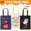 imageJOYIN 3PCS 1375 Large Halloween Tote Treat Bags for Trick or Treating Halloween Goodie Candy Bags Reusable White Canvas Gift Bag for Kids Party Favor Supplies Snack Grocery Tote with HandlesBlack