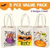 imageJOYIN 3PCS 1375 Large Halloween Tote Treat Bags for Trick or Treating Halloween Goodie Candy Bags Reusable White Canvas Gift Bag for Kids Party Favor Supplies Snack Grocery Tote with HandlesWhite