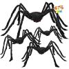 imageJOYIN 4 Packs Halloween Outdoor Decorations Spider Set Scary Large Spiders for Halloween Decor Outside Indoor Party Decor Haunted House Prop Yard Lawn Garden Decoration Black 60quot 36quot 24quot 24quot