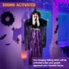 imageJOYIN 47 Animated Witch Halloween Decorations Outdoor Indoor Scary Halloween Animatronics Decor Hanging Ghost Talking Sound Activated Led Lights Eyes Haunted House Yard Garden Lawn