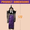 imageJOYIN 47 Animated Witch Halloween Decorations Outdoor Indoor Scary Halloween Animatronics Decor Hanging Ghost Talking Sound Activated Led Lights Eyes Haunted House Yard Garden Lawn