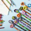 imageJOYIN 48PCS Halloween Pencils with Erasers Stationery Set 48 Colorful Pencils Assortment for Kids in 6 Designs 48 Giant Erasers in 12 Style Halloween Party Favor Supplies Classroom Prizes Gifts