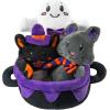 imageJOYIN 4PCS Baby Halloween Plush Toy Plushie Cauldron with Ghost Bat Cat Halloween Playset for Kid Trick or Treat School Classroom Party Favor Supply Gift Goodie Bag Stuffer Filler Prize and Treat