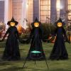 imageJOYIN 5 FT Halloween Witch Decorations Outdoor Set of 3 Light Up Holding Hands Witches with Cauldron Yard Stakes LED Witch Cauldron on Tripod for Graveyard Yard Lawn Party Haunted House Decor