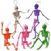 imageJOYIN 5 PCS Posable Halloween Skeleton Decor 16 Inches Full Body Posable Joints Hanging Skeletons for Halloween Decorations Graveyard Props Haunted House Accessories Spooky Scene Party FavorsWhite  Pink  Orange  Green  Purple