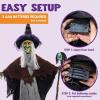 imageJOYIN 59 Halloween Decorations Outdoor Hanging Witch Talking Decor with Light Up Skull Skeleton Wand for Front Porch Door Haunted House Party Supplies Sound Activated