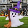 imageJOYIN 6 FT Tall Halloween Inflatables Ghost Outdoor Decorations Cute Blow Up Ghost Holding Broom with LED Blow Up Yard Decorations for Halloween Outdoor Yard Garden Lawn Party Decor