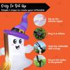 imageJOYIN 6 FT Tall Halloween Inflatables Ghost Outdoor Decorations Cute Blow Up Ghost Holding Broom with LED Blow Up Yard Decorations for Halloween Outdoor Yard Garden Lawn Party Decor
