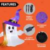 imageJOYIN 6 FT Tall Halloween Inflatables Ghost Outdoor Decorations Cute Blow Up Ghost Holding Broom with LED Blow Up Yard Decorations for Halloween Outdoor Yard Garden Lawn Party Decor