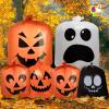 imageJOYIN 6 Pcs Halloween Leaf Bags Pumpkin Leaf Lawn Bags for Yard Fall Leaf Outdoor Decorations Plastic Resuable Jack o Lantern Trash Bag for Halloween Decor Party Favors Party Supplies