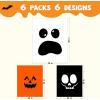 imageJOYIN 6 Pcs Halloween Leaf Bags Pumpkin Leaf Lawn Bags for Yard Fall Leaf Outdoor Decorations Plastic Resuable Jack o Lantern Trash Bag for Halloween Decor Party Favors Party Supplies