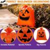 imageJOYIN 6 Pcs Halloween Pumpkin Leaf Bags Plastic Lawn Bags for Yard Fall Leaf Halloween Decorations Jack o Lantern Reusable Trash Bag for Decor Party Favors Party Supplies