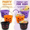 imageJOYIN 6PCS Halloween Trick or Treat Pumpkin Bucket Jack O Lantern Candy Basket and Buckets for Trick or Treating Orange Halloween Pails with Handle for Kids Party Favors Supplies PropsBlack  Purple  Orange
