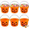 imageJOYIN 6PCS Halloween Trick or Treat Pumpkin Bucket Jack O Lantern Candy Basket and Buckets for Trick or Treating Orange Halloween Pails with Handle for Kids Party Favors Supplies PropsBlack  Orange