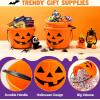 imageJOYIN 6PCS Halloween Trick or Treat Pumpkin Bucket Jack O Lantern Candy Basket and Buckets for Trick or Treating Orange Halloween Pails with Handle for Kids Party Favors Supplies PropsBlack  Orange