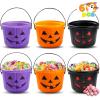 imageJOYIN 6PCS Halloween Trick or Treat Pumpkin Bucket Jack O Lantern Candy Basket and Buckets for Trick or Treating Orange Halloween Pails with Handle for Kids Party Favors Supplies PropsBlack  Purple  Orange