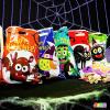 imageJOYIN 72 PCS Halloween Candy Bags for Trick or Treat Plastic Goodie Gift Bag with 6 Designed Characters for Kids Party Favors Treat Party Supplies