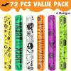 imageJOYIN 72 PCS Halloween Slap Bracelets for Kids Halloween Bracelets Bulk for Girls Boys Gifts Friendship Snap Bracelet for Halloween Party Favors Goodie Bag Fillers Classroom FavorsHaunted Party Mix