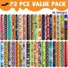 imageJOYIN 72 PCS Halloween Slap Bracelets for Kids Halloween Bracelets Bulk for Girls Boys Gifts Friendship Snap Bracelet for Halloween Party Favors Goodie Bag Fillers Classroom FavorsSpooky Night Mix