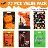 imageJOYIN 72 Pcs Halloween Candy Bag for Trick or Treating Plastic Goodie Bags Assorted for Halloween TrickorTreat Snacks Party Favors Event Party Favor Supplies Classroom Prizes