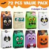 imageJOYIN 72PCS Halloween Treat Bags Candy and Goodie Bags 6 Styles with Stickers Party Supplies for Kids Halloween Party Favors Exchange Holiday Pastries Supplies