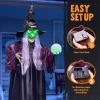 imageJOYIN 78quot Hanging Witch Decor with Magic Ball Halloween Decorations Outdoor Swing Flying Witch Halloween Porch Decor Party Supplies Sound Activated Light Up Eyes Lawn Yard Garden Door Haunted House