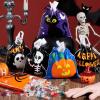 imageJOYIN 96 Pcs Halloween Drawstring Candy Bags Small Trick or Treat Goodie Bags Bulk 6 Designs Halloween Plastic Gift Bag for Kids Trick or Treating Boys Girls Party Favors Supplies Classroom Gifts