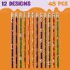 imageJOYIN 96 Pcs Halloween Pencils and Rulers Stationery Set Included 48Pcs Assorted Pencils with 12 Designs 48Pcs Halloween Bookmarks Bulk with 6 Patterns for Kids Party Favors SuppliesNon Candy Treats