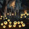 imageJOYIN Halloween Decorations Outdoor Solar Scary Eyeball Lights 2 Pcs 12 LEDs Green Pathway Yard Stakes Waterproof Firefly Lights for Halloween Graveyard Yard Garden Patio Walkway PartyWarm White