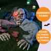 imageJOYIN Halloween Decorations Outdoor Zombie Groundbreaker with Decayed Face and Flash Eyes Halloween Outside Decorations Scary Zombies Prop for Yard Graveyard Lawn Cemetery Decor