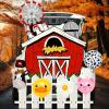 imageJOYIN Halloween Farm Trunk Or Treat Decorations Outdoor Cars Red Farm House Stickers with Animal Balloon Haunted House SUV Decorations for Halloween Archway Garage