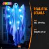 imageJOYIN Halloween Hanging Light up Ghost with Spooky Blue LED Light 47 White Ghosts Halloween Hanging Decoration for Front Yard Patio Lawn Garden Party Decor Indoor OutdoorBlue Ghost