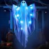 imageJOYIN Halloween Hanging Light up Ghost with Spooky Blue LED Light 47 White Ghosts Halloween Hanging Decoration for Front Yard Patio Lawn Garden Party Decor Indoor OutdoorBlue Ghost