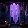imageJOYIN Halloween Hanging Light up Ghost with Spooky Blue LED Light 47 White Ghosts Halloween Hanging Decoration for Front Yard Patio Lawn Garden Party Decor Indoor OutdoorPurple Ghost