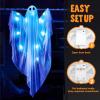 imageJOYIN Halloween Hanging Light up Ghost with Spooky Blue LED Light 47 White Ghosts Halloween Hanging Decoration for Front Yard Patio Lawn Garden Party Decor Indoor OutdoorBlue Ghost
