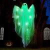 imageJOYIN Halloween Hanging Light up Ghost with Spooky Green LED Light 47 Halloween Hanging White Ghosts Decoration for Front Yard Patio Lawn Garden Party Decor Indoor OutdoorGreen Ghost