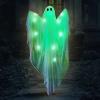 imageJOYIN Halloween Hanging Light up Ghost with Spooky Green LED Light 47 Halloween Hanging White Ghosts Decoration for Front Yard Patio Lawn Garden Party Decor Indoor OutdoorGreen Ghost