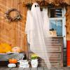 imageJOYIN Halloween Hanging Light up Ghost with Spooky Green LED Light 47 Halloween Hanging White Ghosts Decoration for Front Yard Patio Lawn Garden Party Decor Indoor OutdoorGreen Ghost