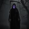 imageJOYIN Halloween LED Skull Mask with Light Up Gloves Purple Scary LED Skeleton and Glow in The Dark Skeleton Mask for Adult Men Women Halloween Cosplay Costume Accessory Dress UpPurple