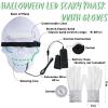 imageJOYIN Halloween LED Skull Mask with Light Up Gloves Purple Scary LED Skeleton and Glow in The Dark Skeleton Mask for Adult Men Women Halloween Cosplay Costume Accessory Dress UpGreen