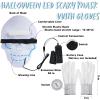 imageJOYIN Halloween LED Skull Mask with Light Up Gloves Purple Scary LED Skeleton and Glow in The Dark Skeleton Mask for Adult Men Women Halloween Cosplay Costume Accessory Dress UpBlue