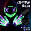imageJOYIN Halloween Led Mask Light Up Mask and Gloves for Cosplay Costume Red ampamp Blue 3 Scary Modes Glow in The Dark Masks for Boys Girls Halloween Party Dress Up Accessories Gifts GivingGreenpurple