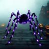 imageJOYIN Halloween Outdoor Decorations LightUp Giant Spider 5 Ft Large Black Hairy Spider with Purple LED for Yard Lawn Garden Halloween Outside Decor Indoor Haunted House Prop and Scary Party Decor