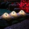 imageJOYIN Halloween Outdoor Decorations White Ghost Garden Stakes with Light Up Design 3 Packs Cloth Ghost for Halloween Lights Graveyard Yard Lawn Decorations