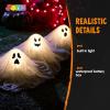imageJOYIN Halloween Outdoor Decorations White Ghost Garden Stakes with Light Up Design 3 Packs Cloth Ghost for Halloween Lights Graveyard Yard Lawn Decorations