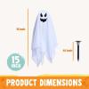 imageJOYIN Halloween Outdoor Decorations White Ghost Garden Stakes with Light Up Design 3 Packs Cloth Ghost for Halloween Lights Graveyard Yard Lawn Decorations