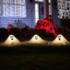 imageJOYIN Halloween Outdoor Decorations White Ghost Garden Stakes with Light Up Design 3 Packs Cloth Ghost for Halloween Lights Graveyard Yard Lawn Decorations
