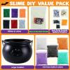 imageJOYIN Halloween Slime Kit for Kids Halloween Party Favor Art Activities Party Supplies DIY Slime Craft Kit with Cauldron Kettle Spooky Bats Eyeballs Pumpkins Skeletons Spiders for School Game