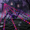 imageJOYIN Halloween Spider Decoration Outdoor with Web Lights 5Ft Giant Lightup Spiders and 164Ft Triangular Web Decor with 130 LED Lights 8 Lighting Modes for Yard Home Parties Haunted House Prop